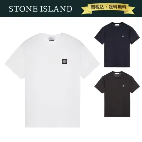 STONE ISLAND  |Crew Neck Plain Cotton Short Sleeves Logo Crew Neck T-Shirts