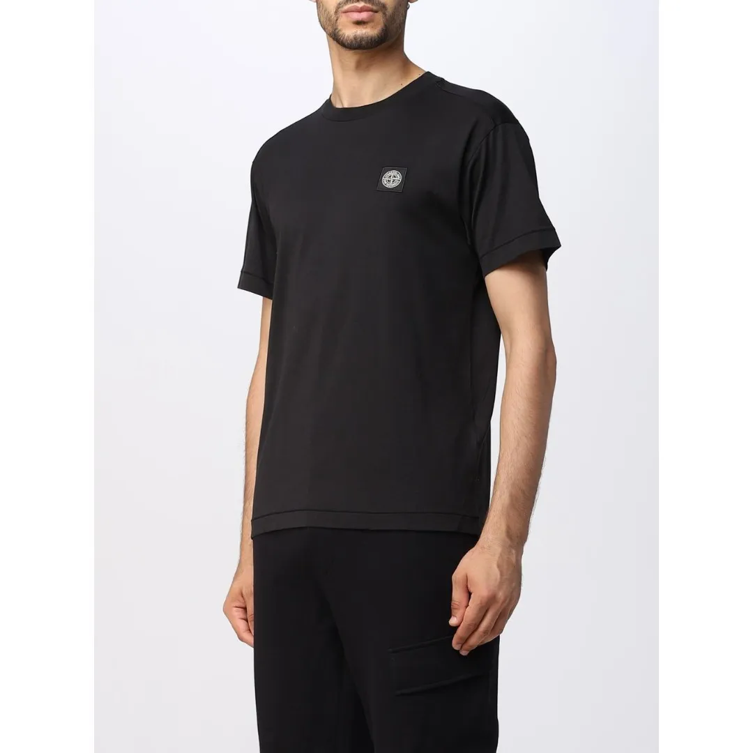 STONE ISLAND  |Crew Neck Street Style Cotton Short Sleeves Logo