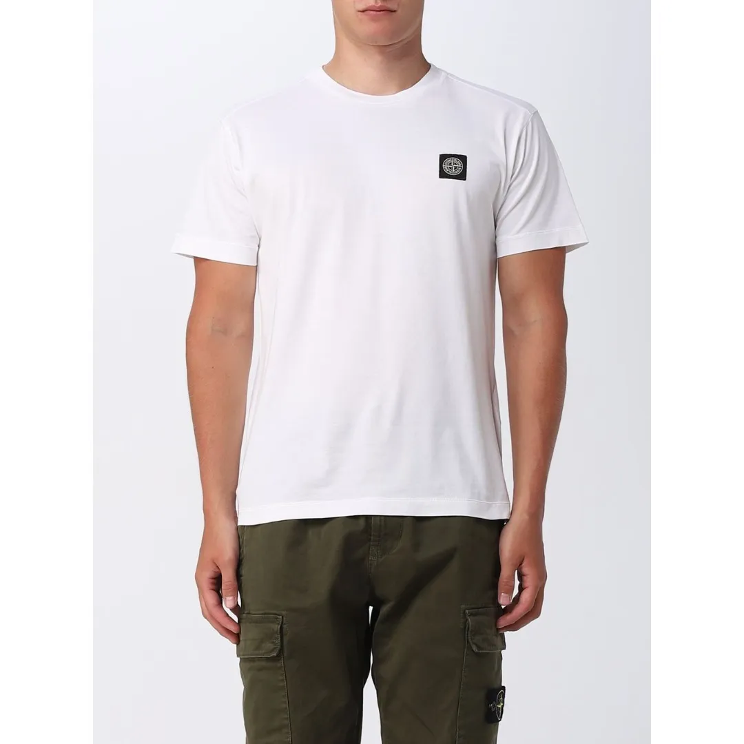 STONE ISLAND  |Crew Neck Street Style Cotton Short Sleeves Logo