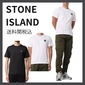 STONE ISLAND  |Crew Neck Street Style Cotton Short Sleeves Logo