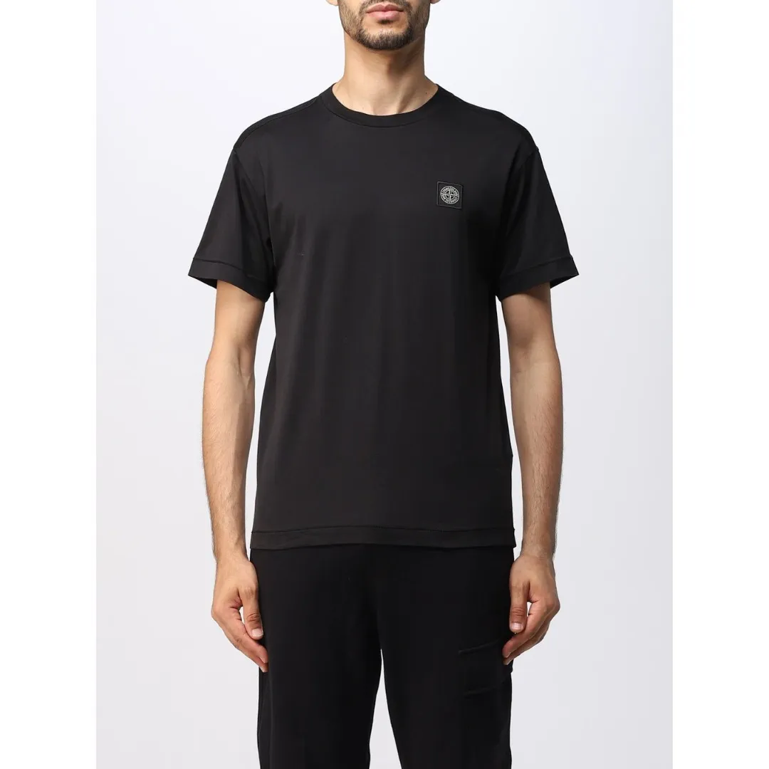 STONE ISLAND  |Crew Neck Street Style Cotton Short Sleeves Logo