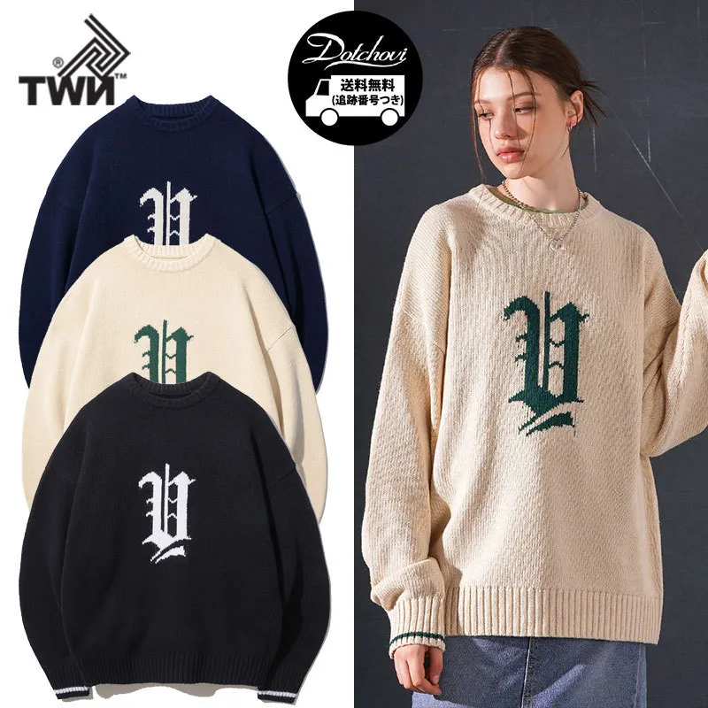 TWN  |Crew Neck Casual Style Unisex Wool Nylon Street Style