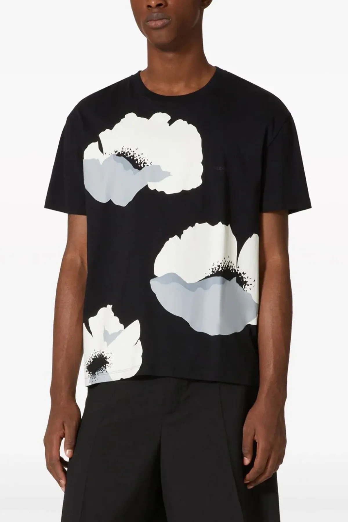 VALENTINO  |Crew Neck Flower Patterns Unisex Cotton Short Sleeves Logo