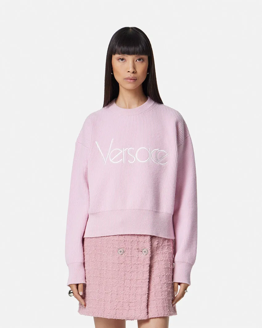 VERSACE  |Crew Neck Casual Style Wool Plain Party Style Office Style