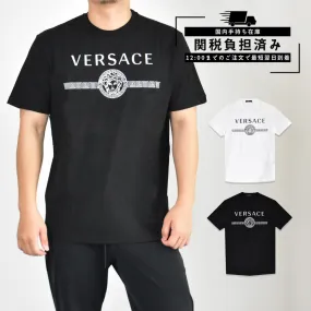 VERSACE  |Crew Neck Unisex Street Style Plain Cotton Short Sleeves