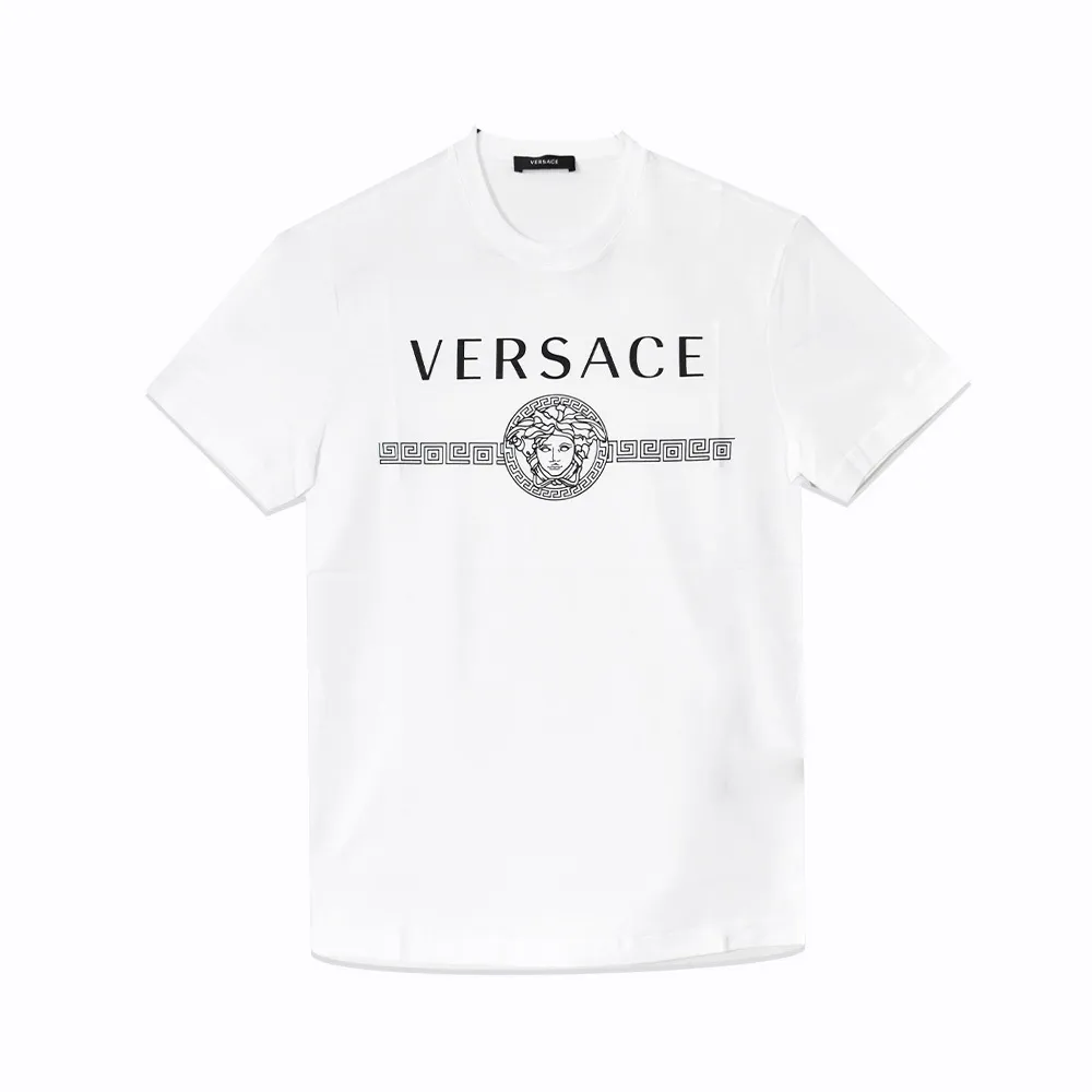 VERSACE  |Crew Neck Unisex Street Style Plain Cotton Short Sleeves