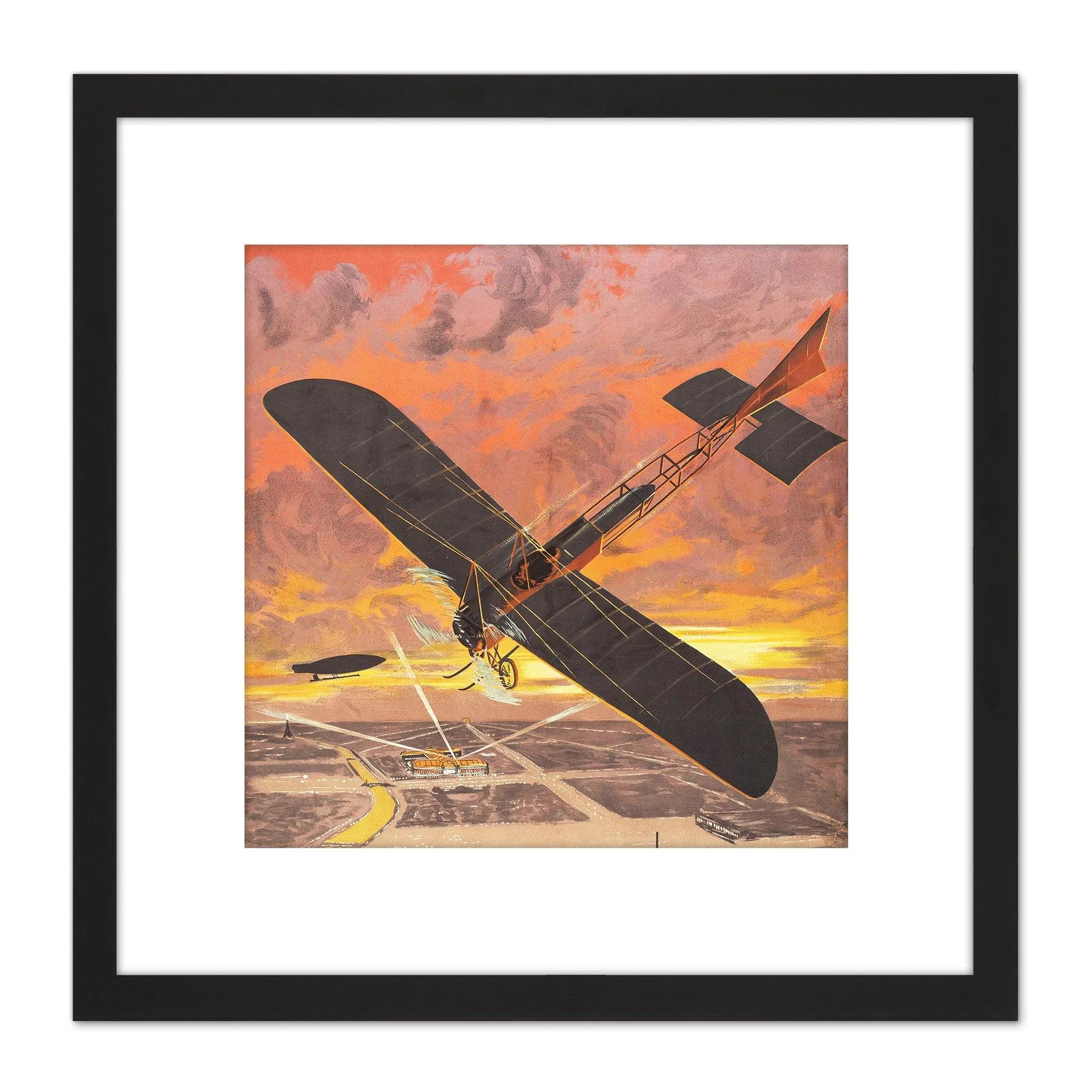 Wall Art & Pictures | Aviation Illustration Airplanes Palace Dorival Exposition 8X8 Inch Square Wooden Framed Wall Art Print