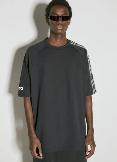 Y-3  |Crew Neck Stripes Street Style Cotton Short Sleeves Logo