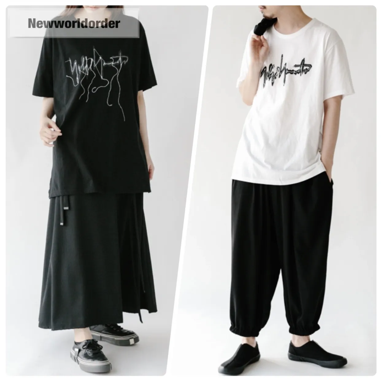 Yohji Yamamoto  |Crew Neck Street Style Cotton Short Sleeves Logo Designers