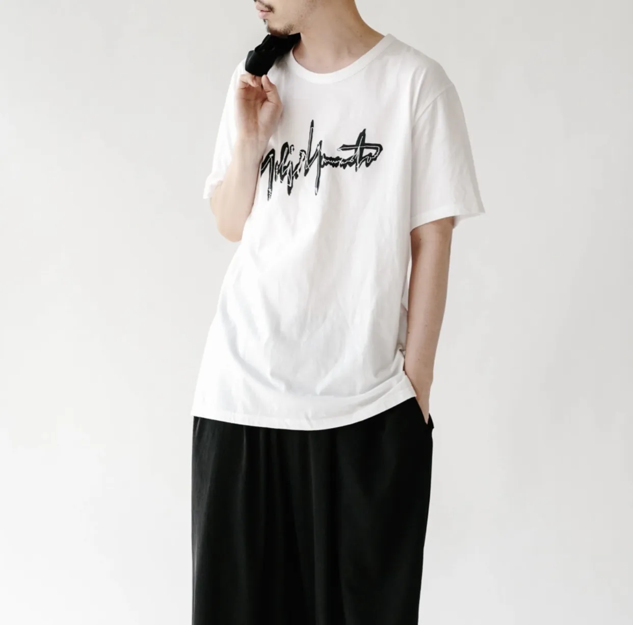 Yohji Yamamoto  |Crew Neck Street Style Cotton Short Sleeves Logo Designers