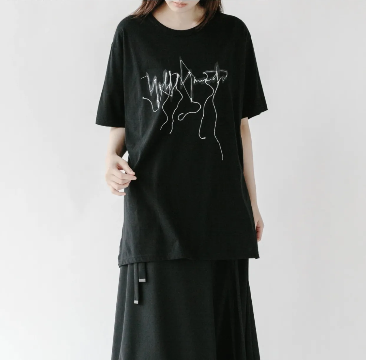 Yohji Yamamoto  |Crew Neck Street Style Cotton Short Sleeves Logo Designers